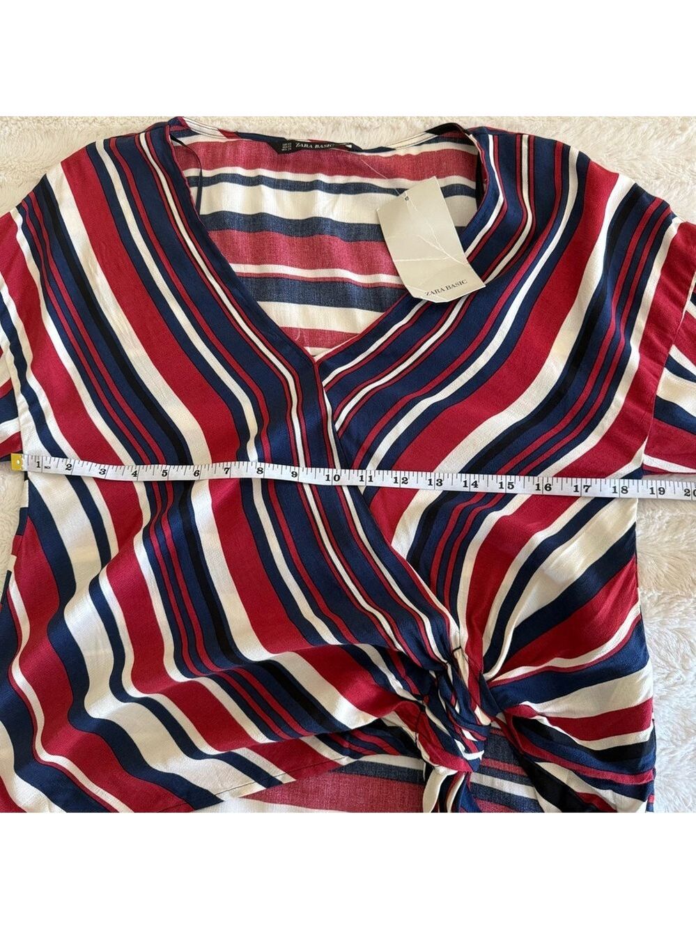 ZARA Striped V-Neck Top - Picture 10 of 13